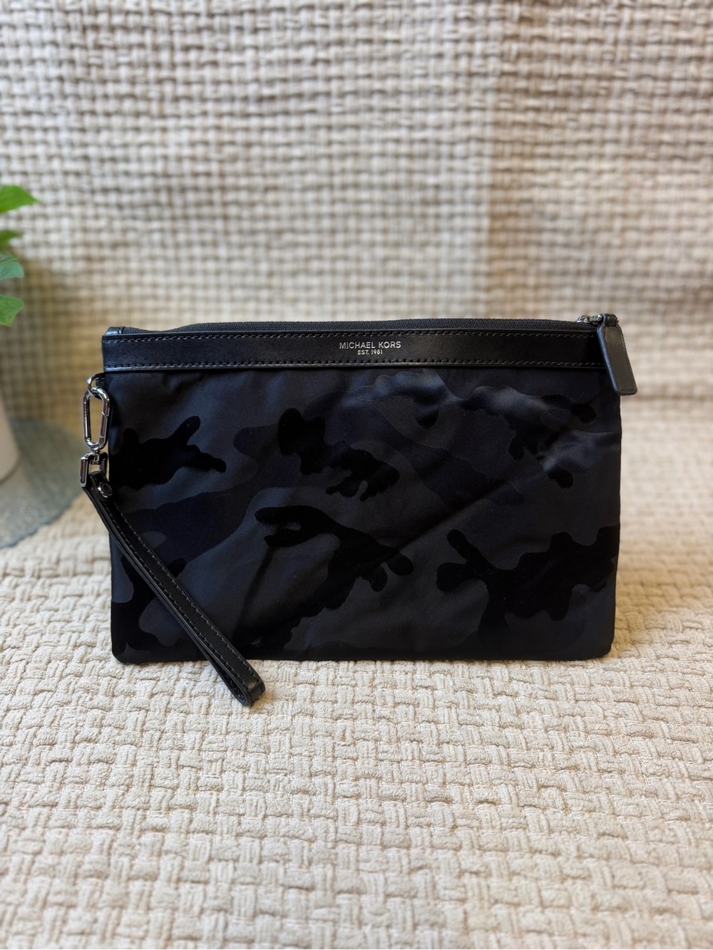 Michael Kors Black Camouflage Toiletry Wristlet